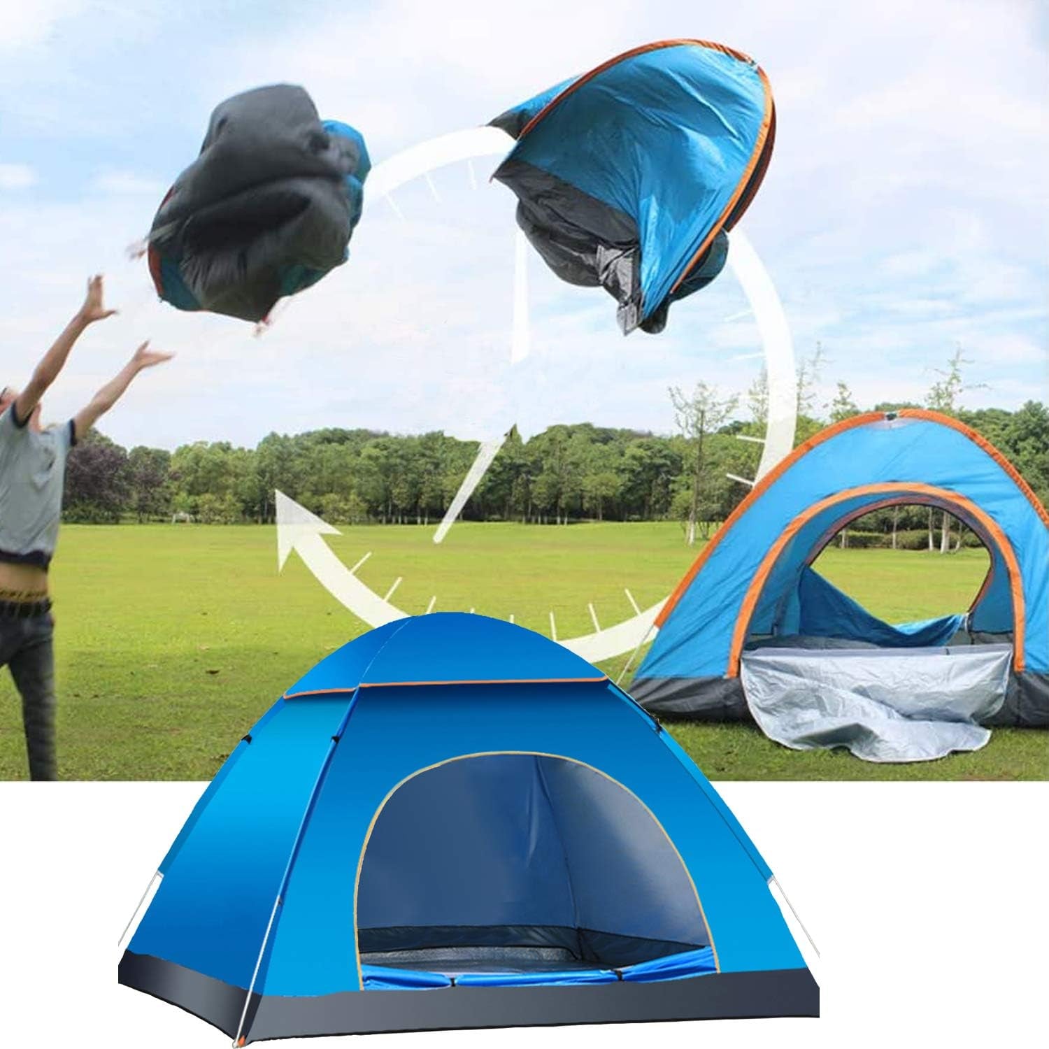 2 Person Instant Pop up Lightweight Camping Tent, Outdoor Easy Set up Automatic Family Travel Tent,Portable Backpacking Ultralight Waterproof Windproof Anti-Uv Sun Shelter Tent…