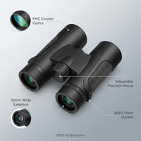 High Power 15X50 Binoculars for Adults BAK4 Prism FMC Lens - Black | BAK4 Prism FMC Lens,15X,50Mm Big Eyepiece,Fogproof & Waterproof,Viewing Field of 1200 Meters,Adjustable Focus — infographic