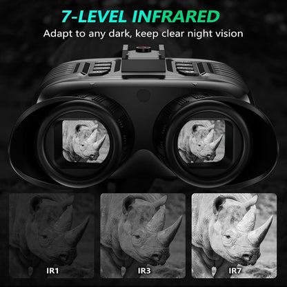 Night Vision Goggles, Upgraded Head-Mounted Night Vision Binoculars with Infrared, Tactical Flashlight, Built-In Compass, Key Backlight, 32GB Card, 8X Digital Zoom | 4500Mah Battery, 3''RGB Display, Starlight CMOS Sensor, 4K Recording, 36MP Photos, 8X Digital Zoom, Backlight, 3 Ways Using