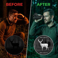 Thermal Imaging Monocular Designed for Night Vision, 384X288 Sensor, 4X Digital Zoom, 3620Yd Detection Range — Before & After