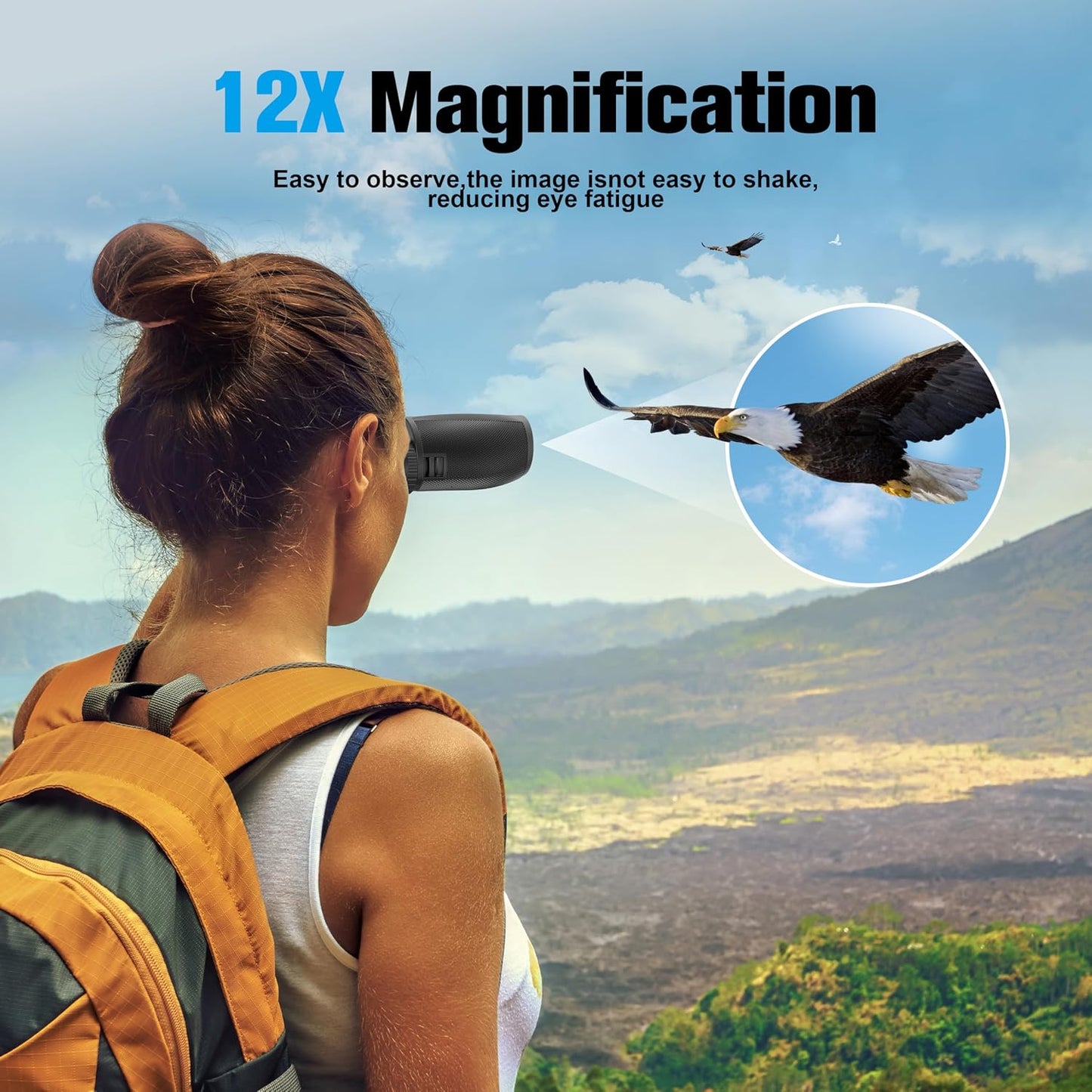 Binoculars 12X25 for Adults and Kids Compact Binocular Waterproof Binocular Wide Field of View for Bird Watching,Hiking,Hunting,Concert