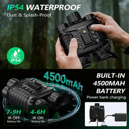 Night Vision Goggles, Upgraded Head-Mounted Night Vision Binoculars with Infrared, Tactical Flashlight, Built-In Compass, Key Backlight, 32GB Card, 8X Digital Zoom | 4500Mah Battery, 3''RGB Display, Starlight CMOS Sensor, 4K Recording, 36MP Photos, 8X Digital Zoom, Backlight, 3 Ways Using