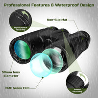 High Power 15X50 Binoculars for Adults BAK4 Prism FMC Lens - Black | BAK4 Prism FMC Lens,15X,50Mm Big Eyepiece,Fogproof & Waterproof,Viewing Field of 1200 Meters,Adjustable Focus