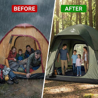 Tent 4 Person Tents for Camping with 2 Doors & Rainfly | Portable Waterproof & Windproof Tents, Large Mesh Ventilation, Easy Setup Family Tent for Camping, Hiking and Backpacking — Before & After