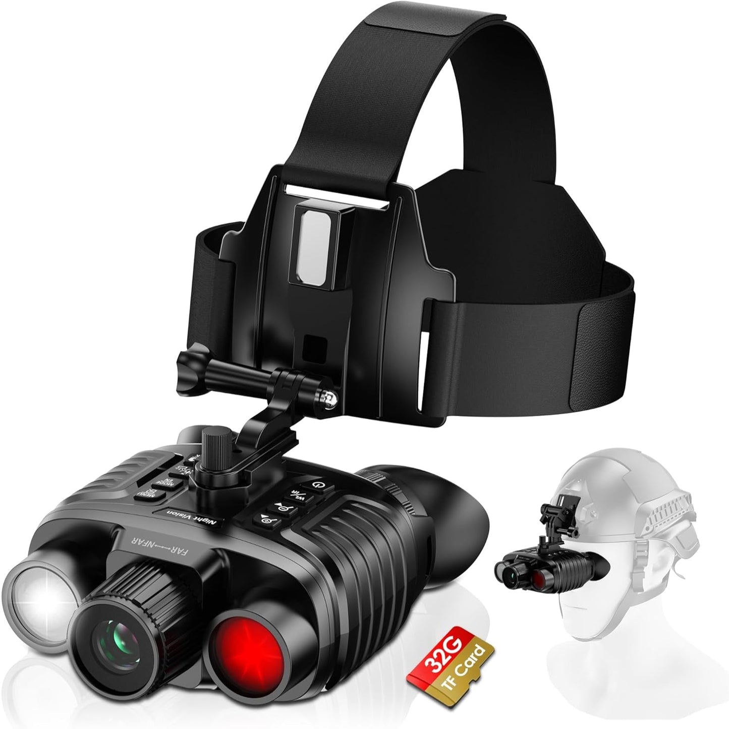 Night Vision Goggles, Upgraded Head-Mounted Night Vision Binoculars with Infrared, Tactical Flashlight, Built-In Compass, Key Backlight, 32GB Card, 8X Digital Zoom | 4500Mah Battery, 3''RGB Display, Starlight CMOS Sensor, 4K Recording, 36MP Photos, 8X Digital Zoom, Backlight, 3 Ways Using
