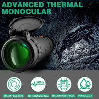 Night Vision Monocular 384X288 (50 Hz) Thermal Imaging Monoculars, 4X Digital Zoom, Detection 3620Yd, 5 Mode, 7H+, No-Shutter Tech Wifi Heat Vision Infrared Imager for Hunting Camping