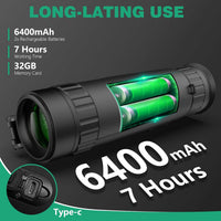 Night Vision Monocular 384X288 (50 Hz) Thermal Imaging Monoculars, 4X Digital Zoom, Detection 3620Yd, 5 Mode, 7H+, No-Shutter Tech Wifi Heat Vision Infrared Imager for Hunting Camping