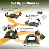 Tent 4 Person Tents for Camping with 2 Doors & Rainfly | Portable Waterproof & Windproof Tents, Large Mesh Ventilation, Easy Setup Family Tent for Camping, Hiking and Backpacking