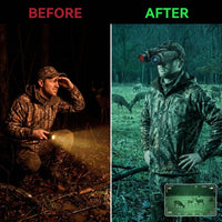 Digital Night Vision Binocular 4K 3D Visual Tactical Night Vision Goggles with Head Mounted Outdoor Infrared Hunting Telescope — Before & After