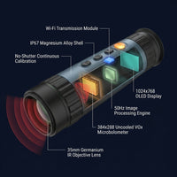 Night Vision Monocular 384X288 (50 Hz) Thermal Imaging Monoculars, 4X Digital Zoom, Detection 3620Yd, 5 Mode, 7H+, No-Shutter Tech Wifi Heat Vision Infrared Imager for Hunting Camping — How It Works