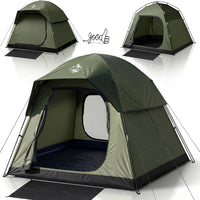 Tent 4 Person Tents for Camping with 2 Doors & Rainfly | Portable Waterproof & Windproof Tents, Large Mesh Ventilation, Easy Setup Family Tent for Camping, Hiking and Backpacking