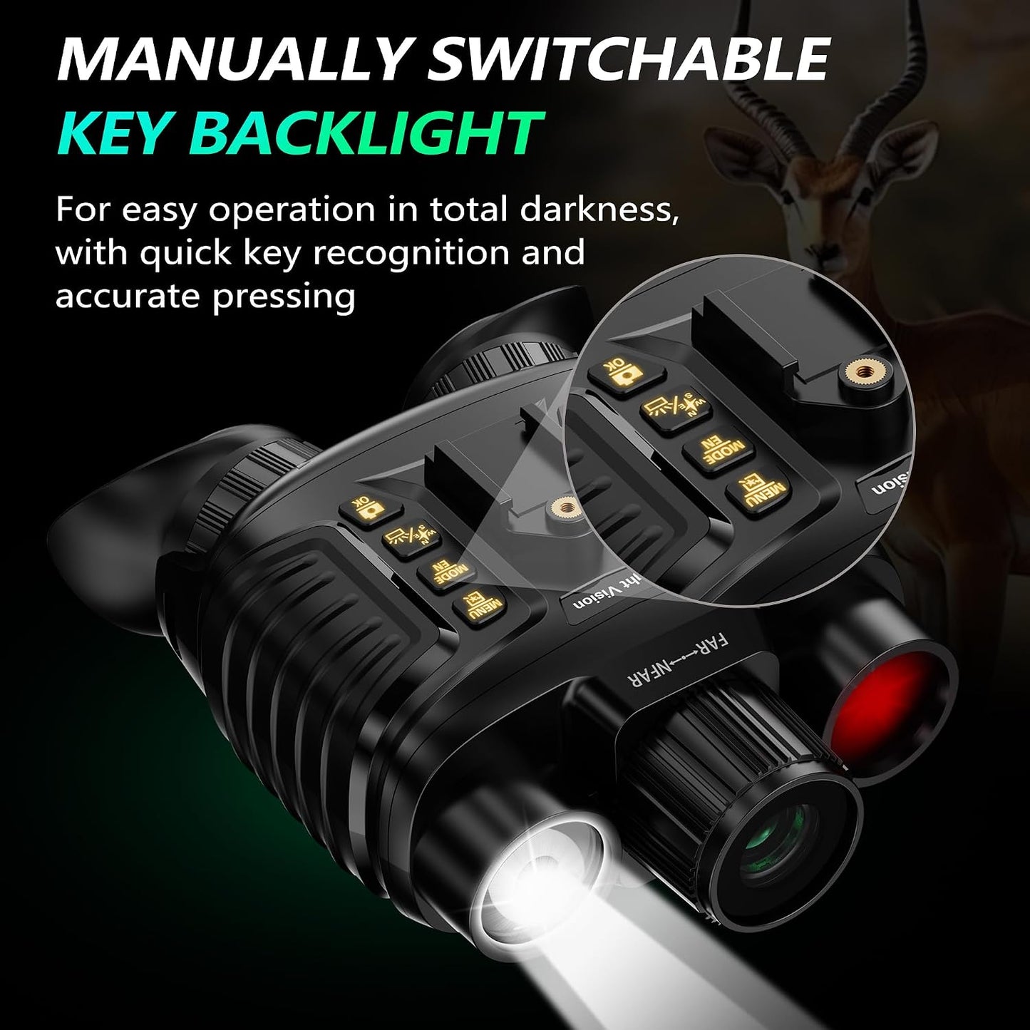 Night Vision Goggles, Upgraded Head-Mounted Night Vision Binoculars with Infrared, Tactical Flashlight, Built-In Compass, Key Backlight, 32GB Card, 8X Digital Zoom | 4500Mah Battery, 3''RGB Display, Starlight CMOS Sensor, 4K Recording, 36MP Photos, 8X Digital Zoom, Backlight, 3 Ways Using