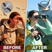 High Power 15X50 Binoculars for Adults BAK4 Prism FMC Lens - Black | BAK4 Prism FMC Lens,15X,50Mm Big Eyepiece,Fogproof & Waterproof,Viewing Field of 1200 Meters,Adjustable Focus — Before & After