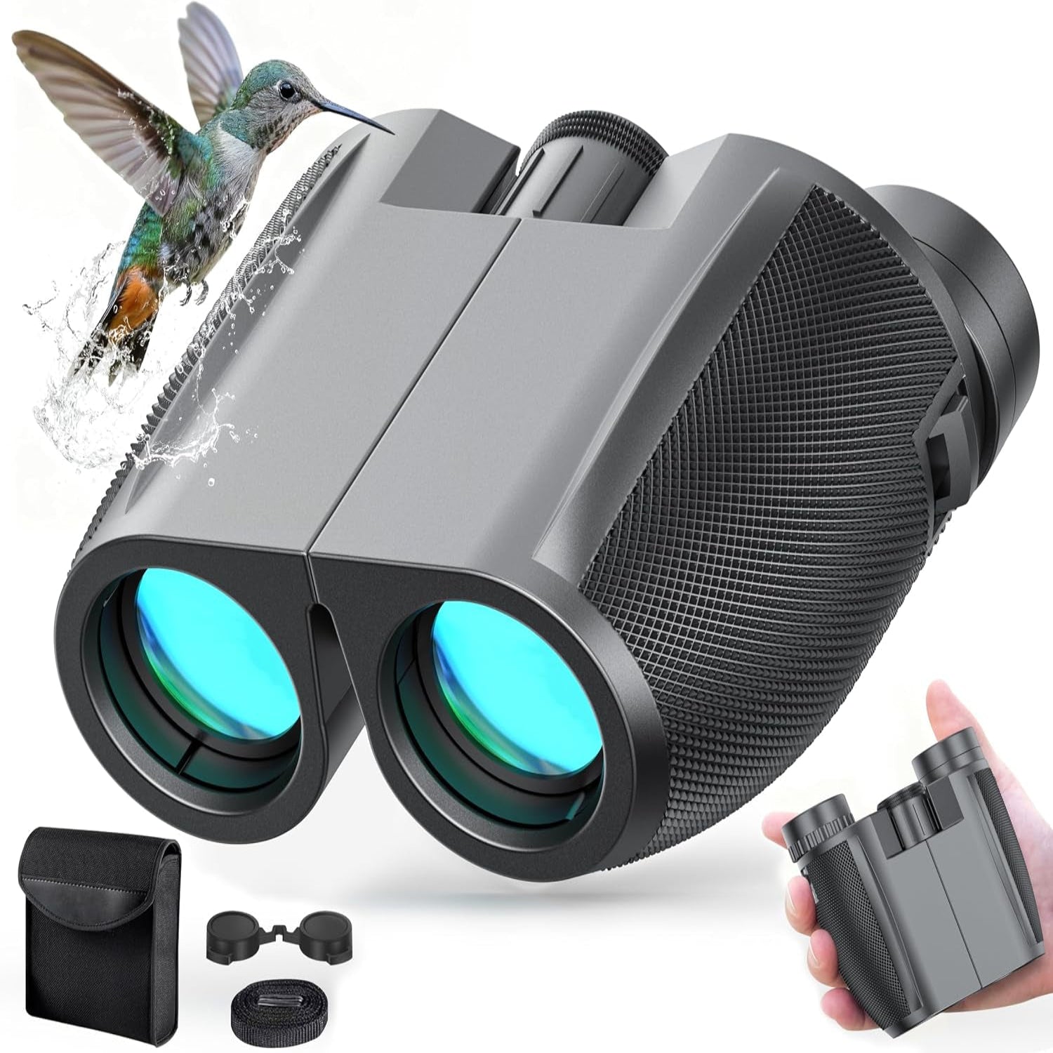 Binoculars 12X25 for Adults and Kids Compact Binocular Waterproof Binocular Wide Field of View for Bird Watching,Hiking,Hunting,Concert