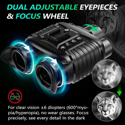 Night Vision Goggles, Upgraded Head-Mounted Night Vision Binoculars with Infrared, Tactical Flashlight, Built-In Compass, Key Backlight, 32GB Card, 8X Digital Zoom | 4500Mah Battery, 3''RGB Display, Starlight CMOS Sensor, 4K Recording, 36MP Photos, 8X Digital Zoom, Backlight, 3 Ways Using